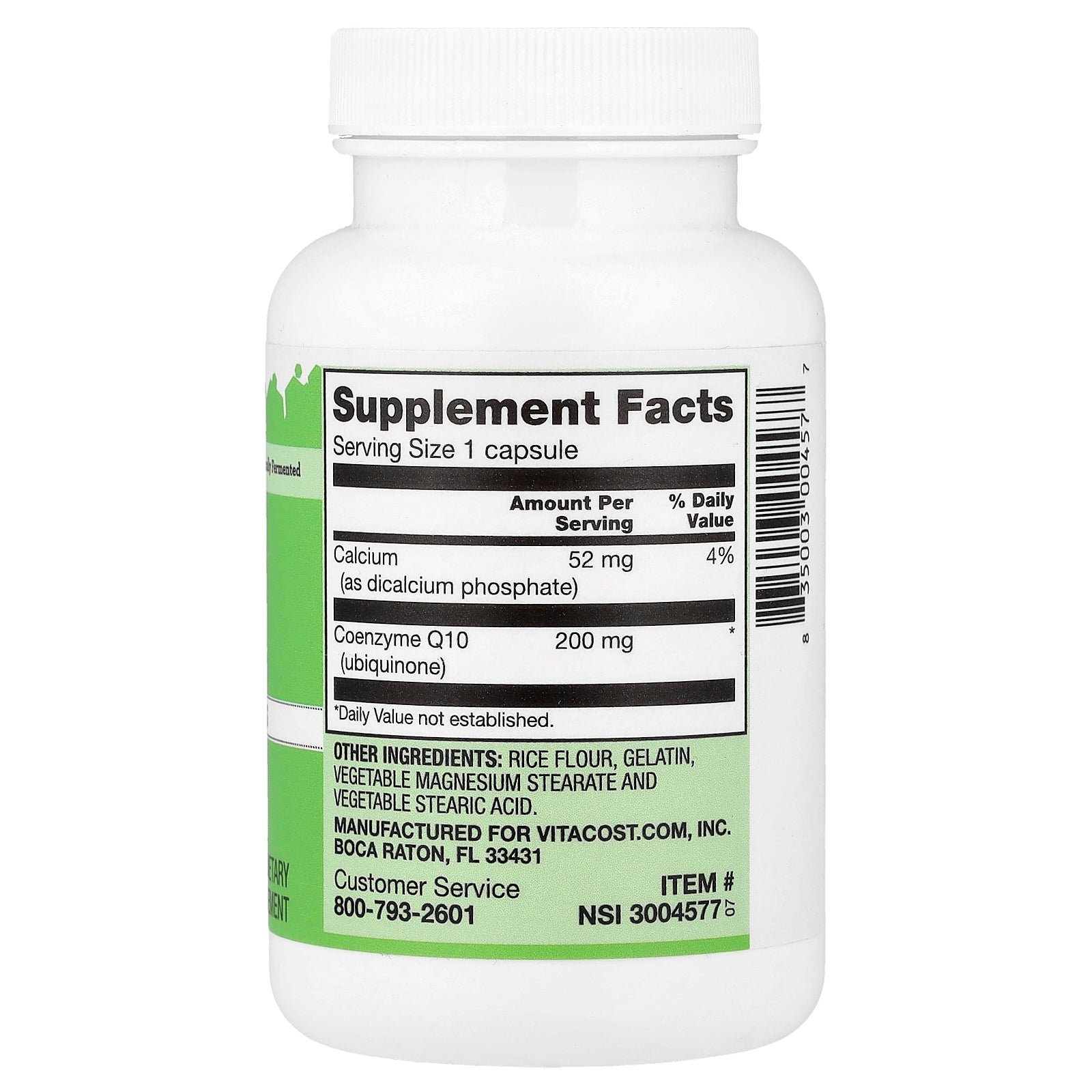 Vitacost CoQ10 200mg 120 Softgels supplement facts label
