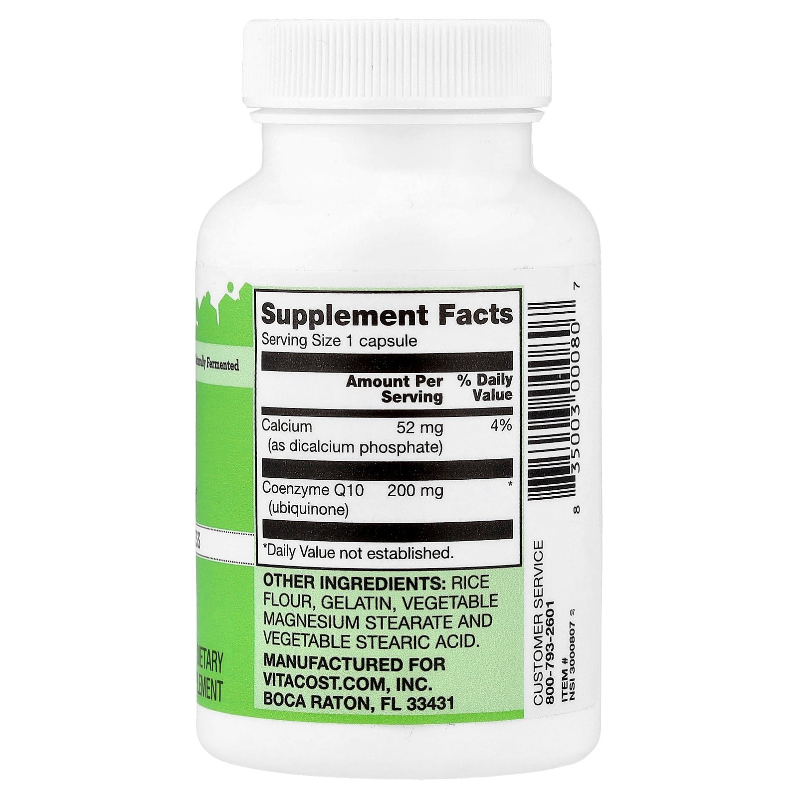 Vitacost CoQ10 200mg 60 Softgels supplement facts label