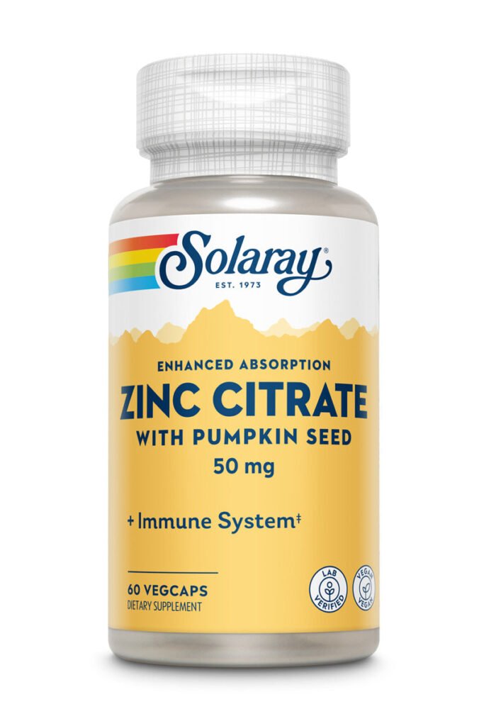 Solaray Zinc Citrate 50mg with Pumpkin Seed 60 Capsules Solaray Zinc Citrate 50mg with Pumpkin Seed 60 Capsules