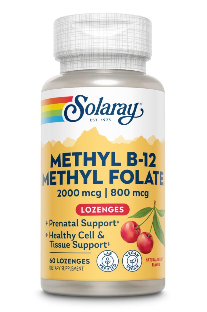 Solaray Methyl B-12 + Methyl Folate 2000mcg/800mcg 60 Lozenges Solaray Methyl B-12 + Methyl Folate 2000mcg/800mcg 60 Lozenges