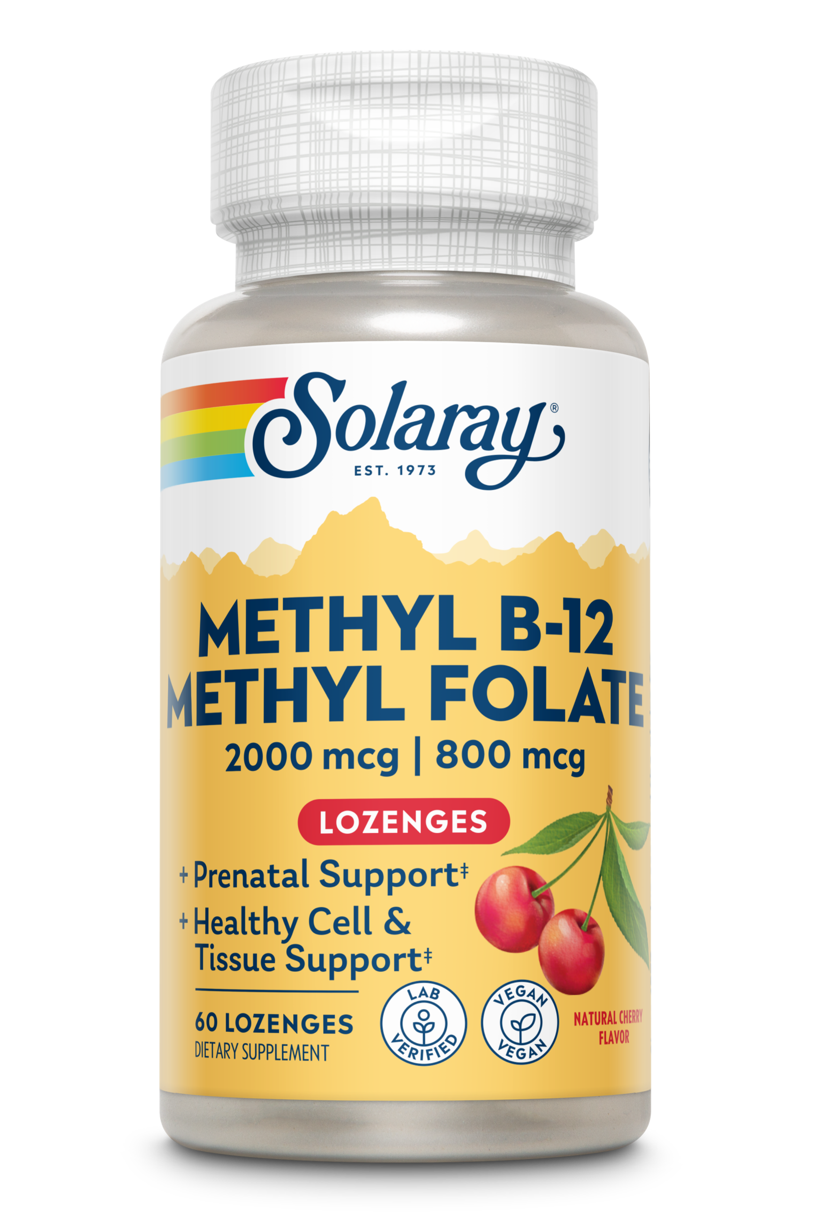 Solaray Methyl B-12 + Methyl Folate 2000mcg/800mcg 60 Lozenges Solaray Methyl B-12 + Methyl Folate 2000mcg/800mcg 60 Lozenges
