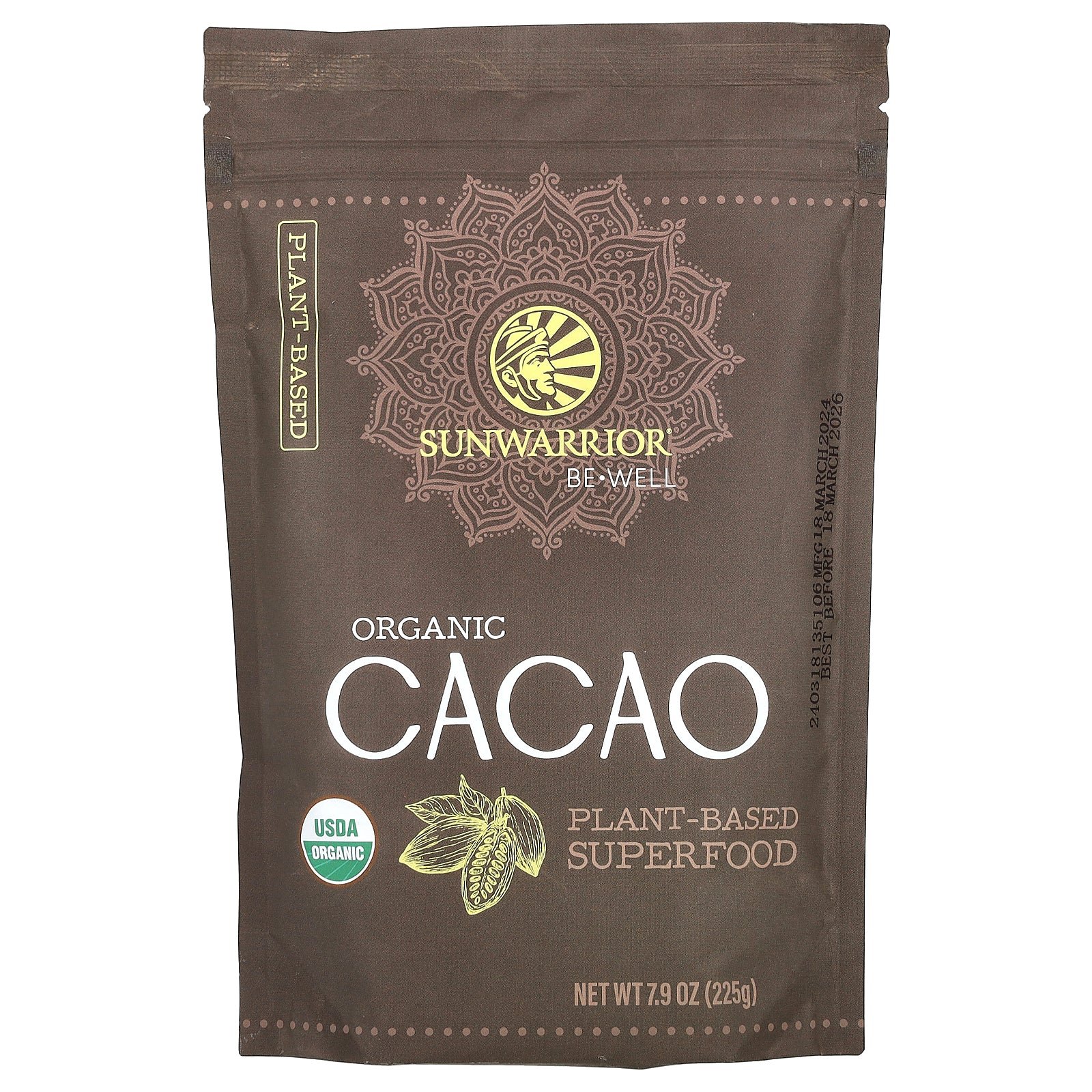 Sunwarrior Be Well Organic Cacao Powder 225g Sunwarrior Be Well Organic Cacao Powder 225g