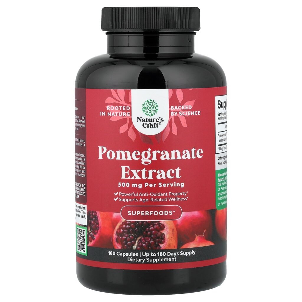 Nature’s Craft Pomegranate Extract 500mg 180 Capsules Nature’s Craft Pomegranate Extract 500mg 180 Capsules
